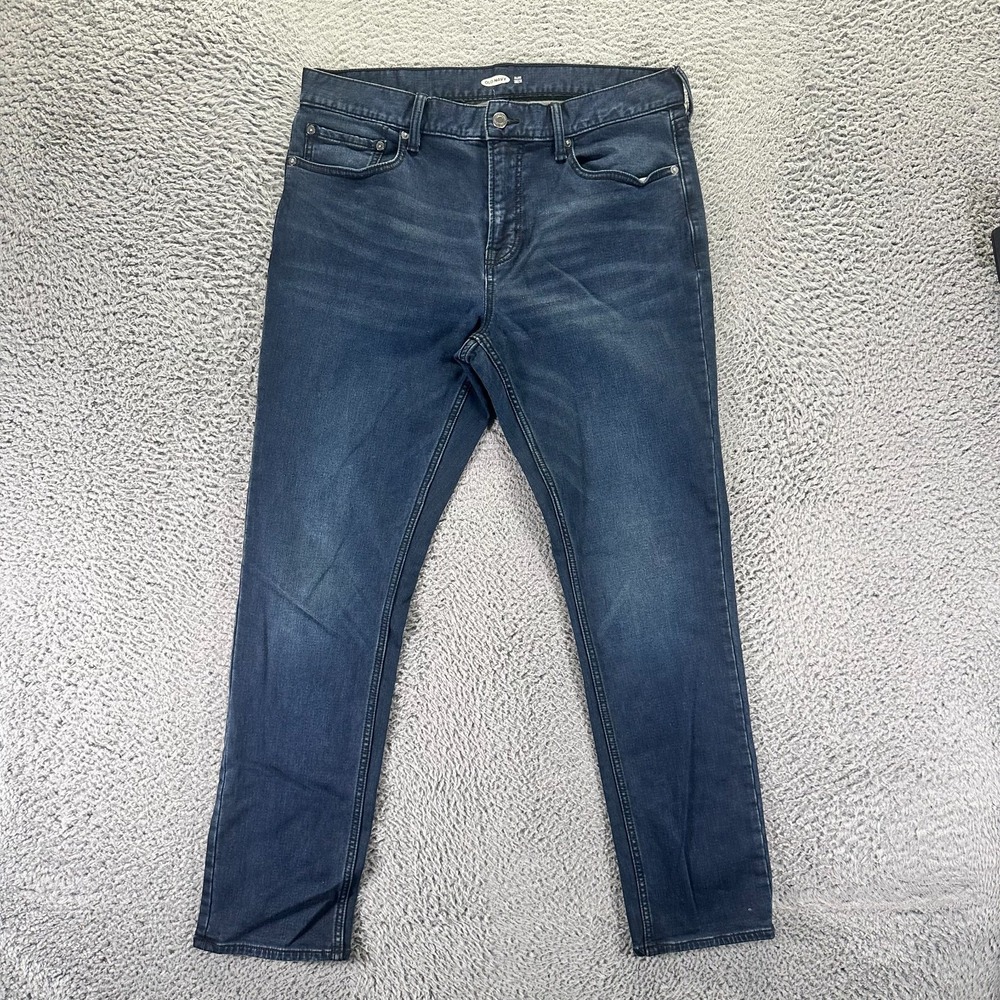 Old Navy Jeans Mens 34x30 Blue Cotton Denim Straight Slim Faded Workwear Stretch